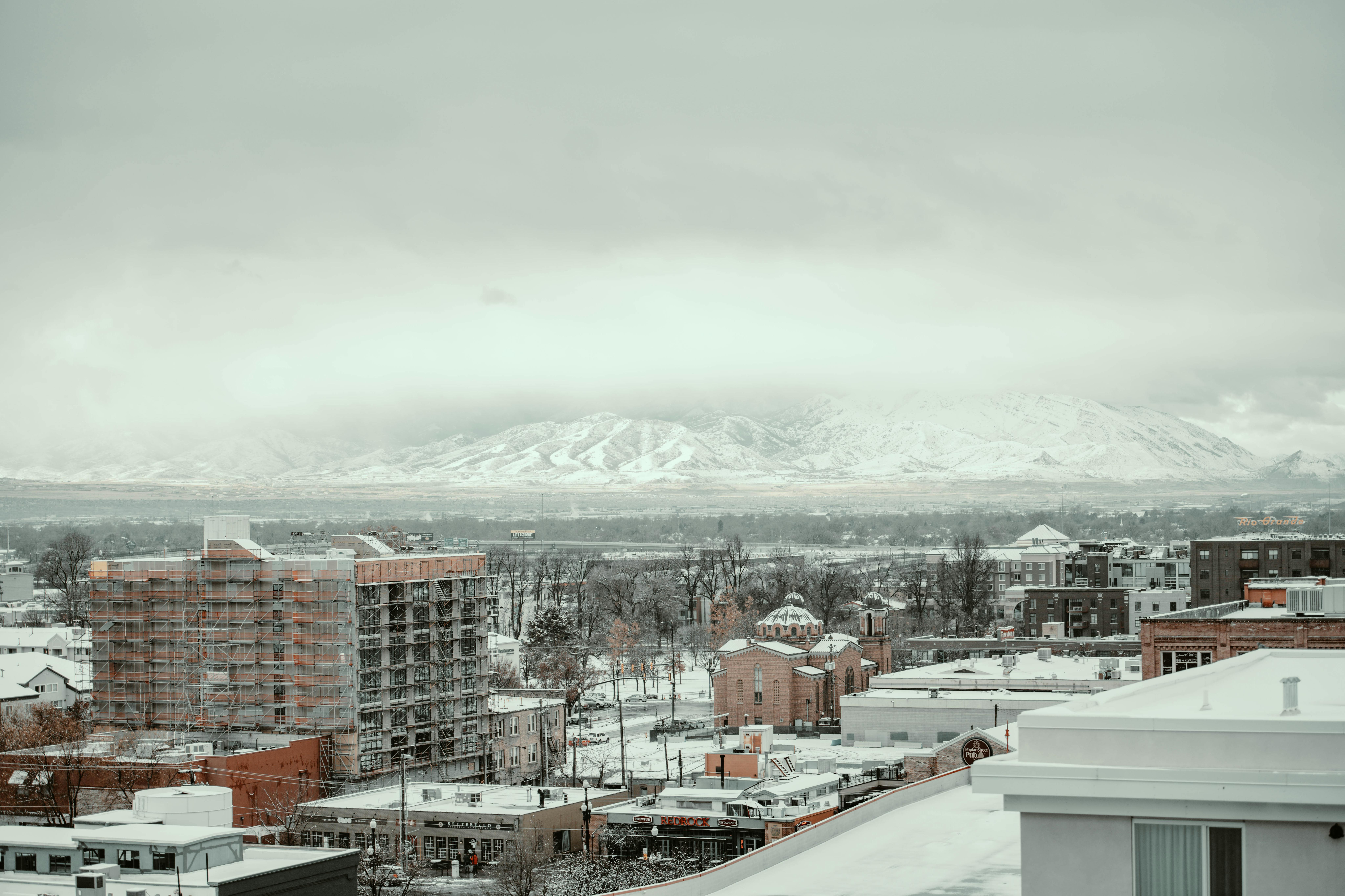 Winter bird's-eye-view of Salt Lake City.