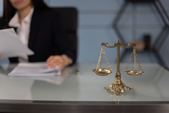 a balance scale on a desk