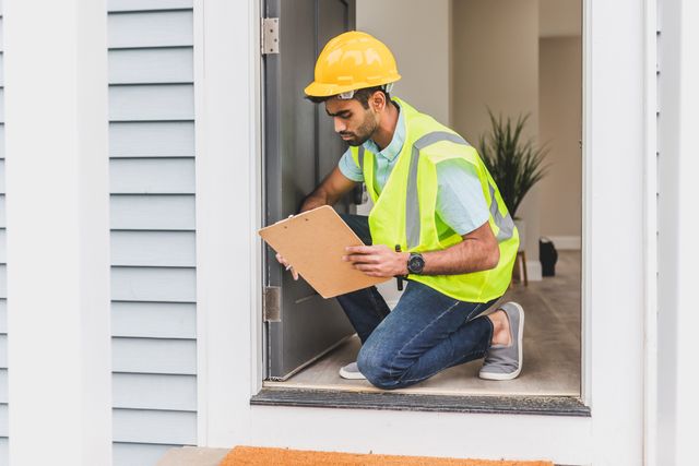 a person inspecting a property a person inspecting a property