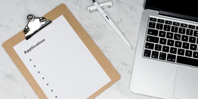an application on a table